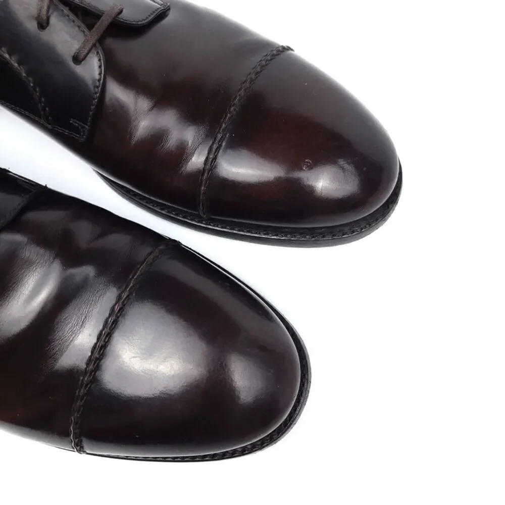 ERMENEGILDO ZEGNA Cap Toe Brown Leather Old Money Oxford Shoes 9 Quiet Luxury
